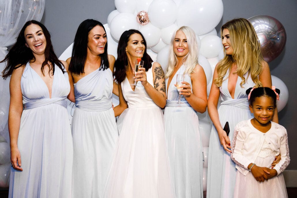 Party Photographer Manchester Holly and her bridesmaids at her wedding reception